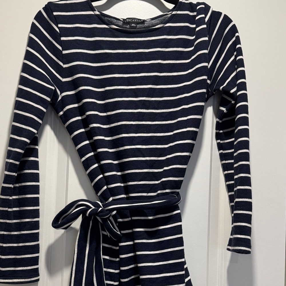 J. Crew Navy and White Striped Long Sleeve Top - Picture 2 of 2